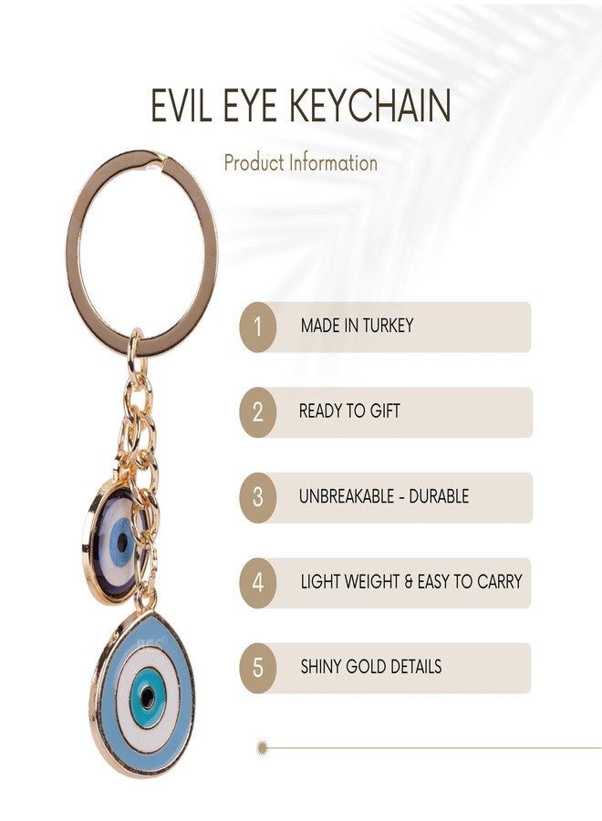 BCS تعليقة حقيبة على شكل عين شريرة من بي سي إس - تميمة لجلب الحظ والحماية - سلسلة مفاتيح للسيارة، إكسسوارات حقيبة يد للنساء (أزرق فاتح) - Image 4